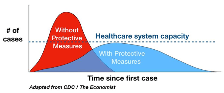 diagram of coronavirus and healthcare system capacity